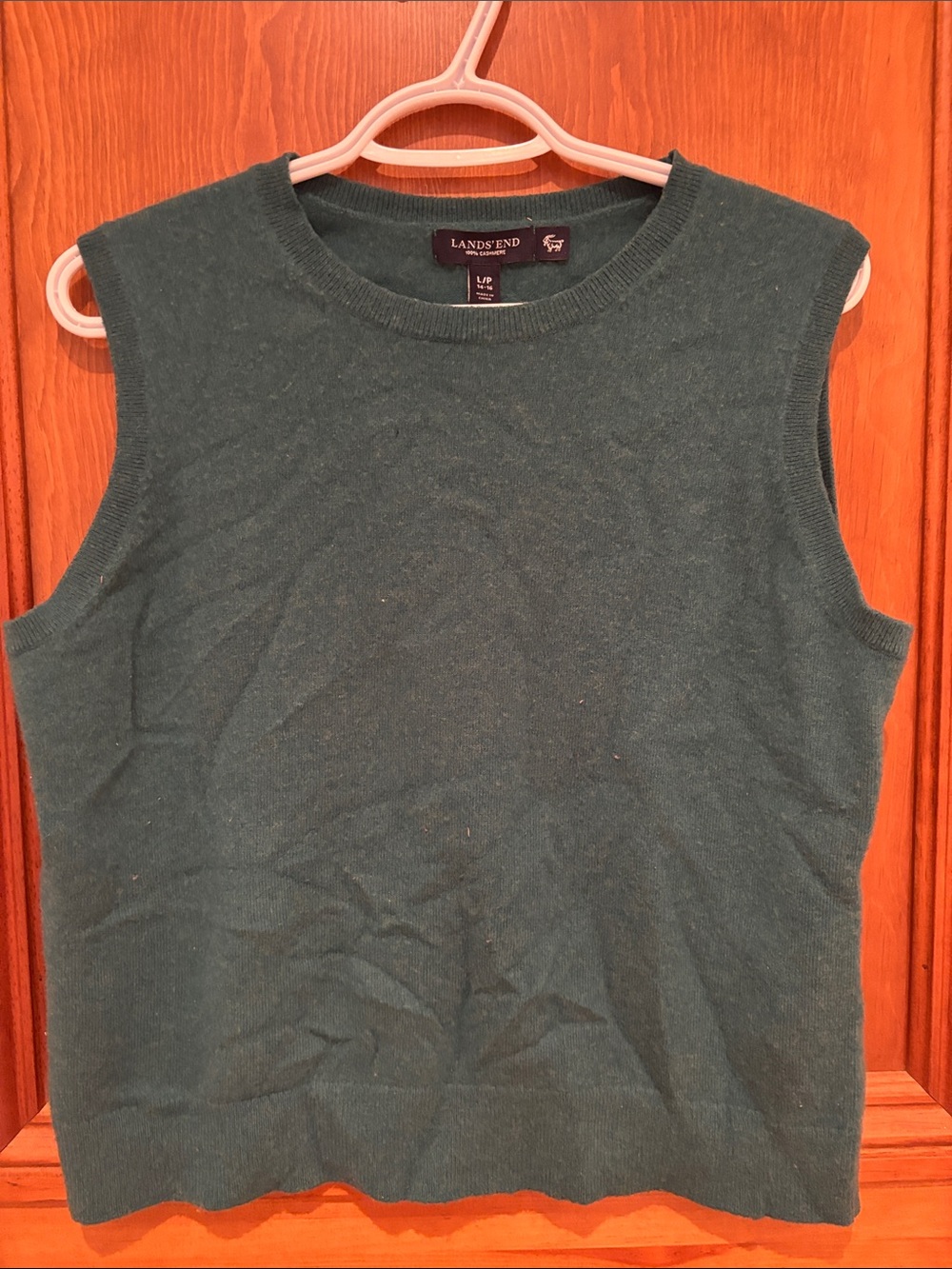 Lands' End Sleeveless 100% CashmereTank Top in Forest Green